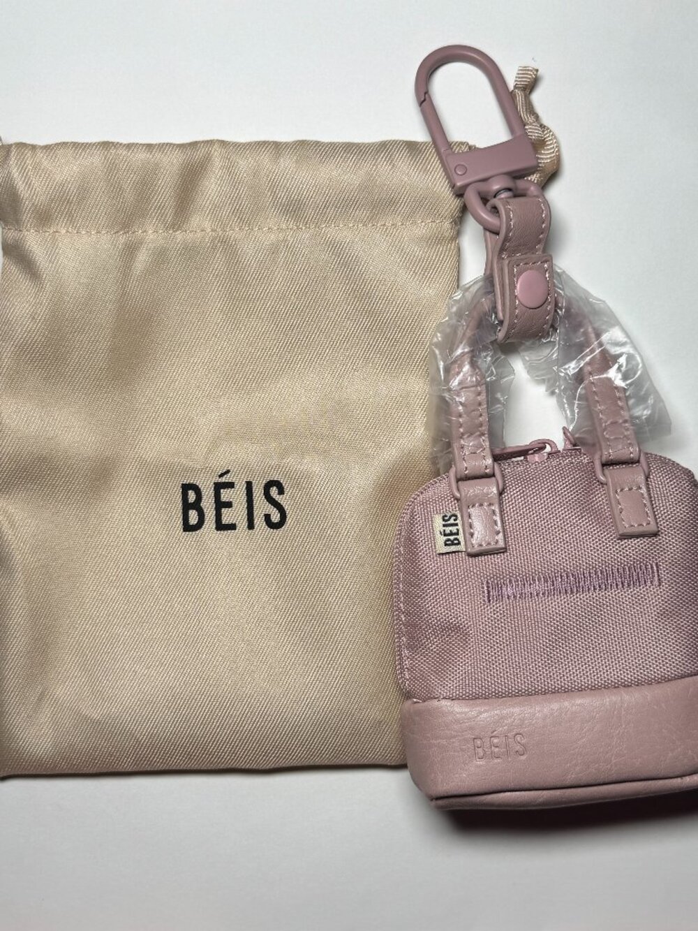 Béis The Micro Weekender Bag Charm - Atlas Pink (With Dust Bag)